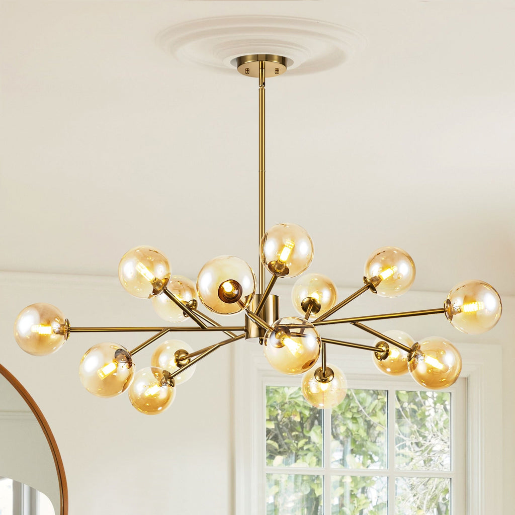 Lustre moderne à bulles Spoutnik de grande taille, noir ou doré, pour salle à manger