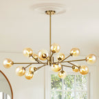 Lustre moderne à bulles Spoutnik de grande taille, noir ou doré, pour salle à manger
