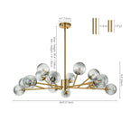 Lustre moderne à bulles Spoutnik de grande taille, noir ou doré, pour salle à manger