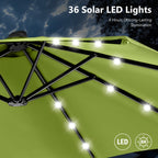 MAISON ARTS 15-foot Rectangular Crank Double-sided Outdoor Market Umbrella Solar LED Lighted Patio Umbrella with Base Included