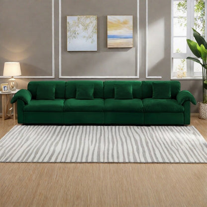 Canapé surdimensionné 4 places en velours 154,7 avec coussins effet nuage et rangements complets