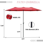 Autlaycil 13Ft Retangle Patio Umbrella Extra-Large Outdoor Umbrella No Base