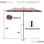 Autlaycil 13Ft Retangle Patio Umbrella Extra-Large Outdoor Umbrella No Base