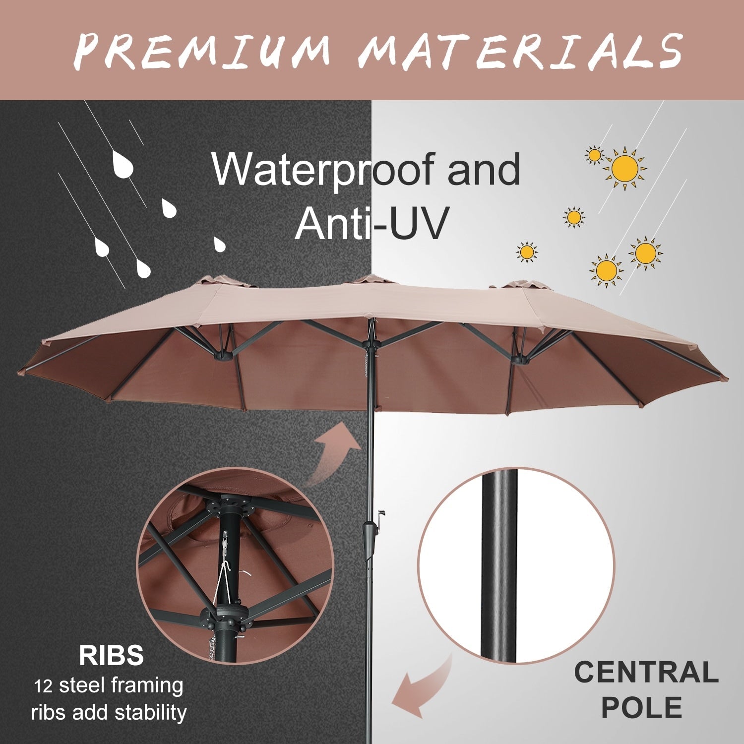 Autlaycil 13Ft Retangle Patio Umbrella Extra-Large Outdoor Umbrella No Base