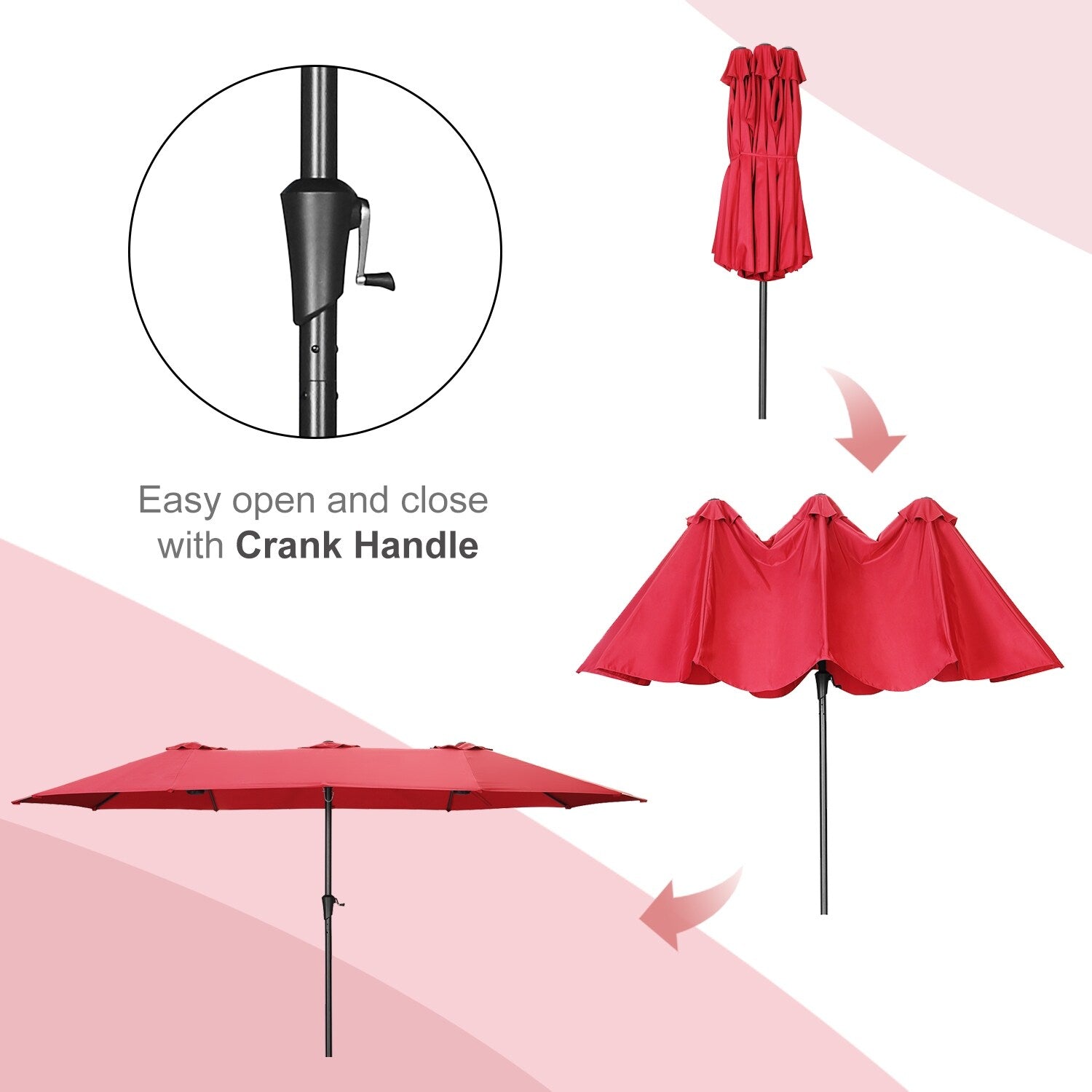 Autlaycil 13Ft Retangle Patio Umbrella Extra-Large Outdoor Umbrella No Base