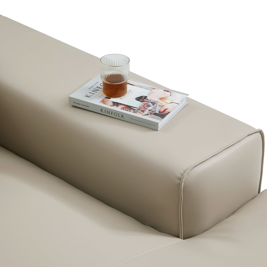 Domus Modular Black Leather Double Chaise Sectional