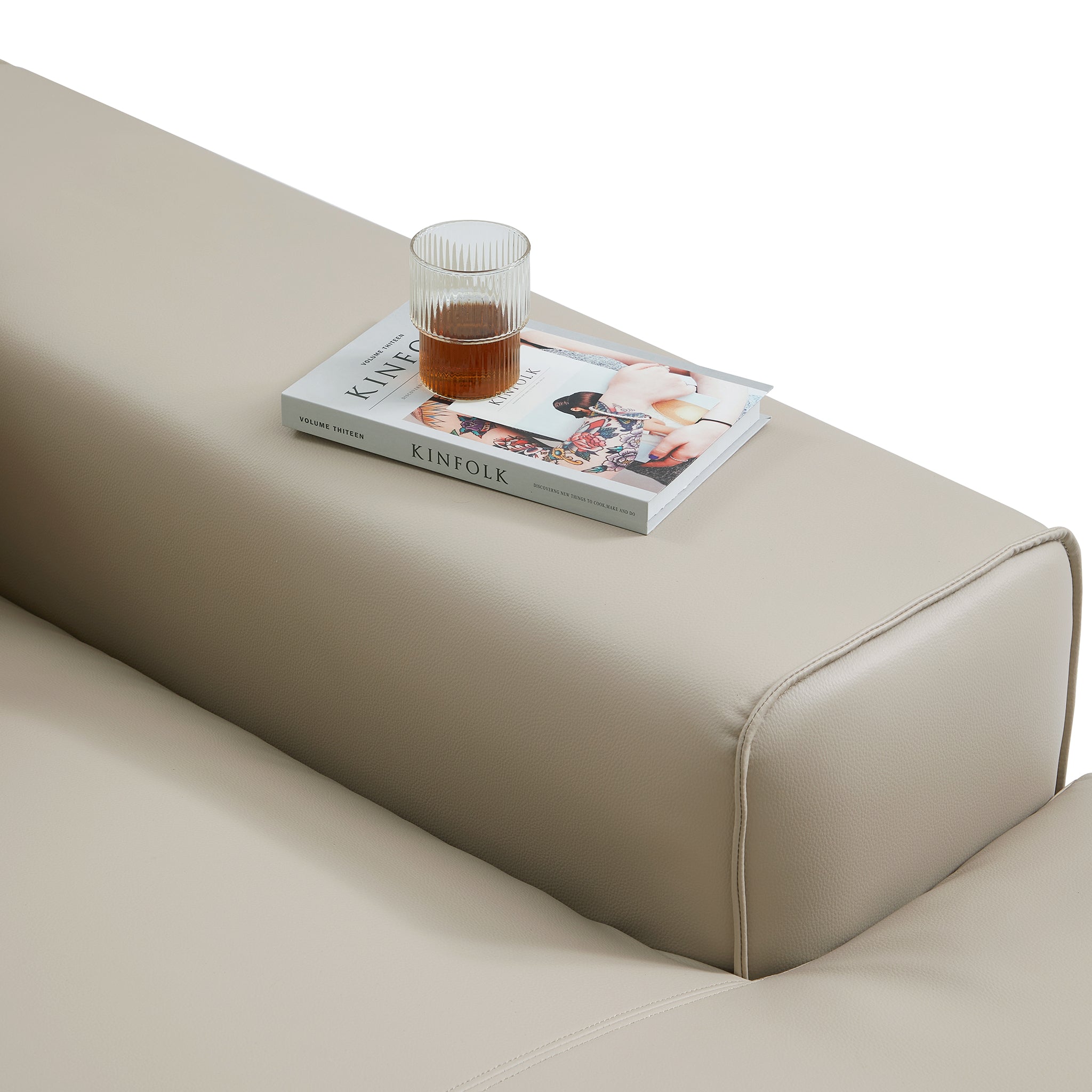 Domus Modular Black Leather Double Chaise Sectional