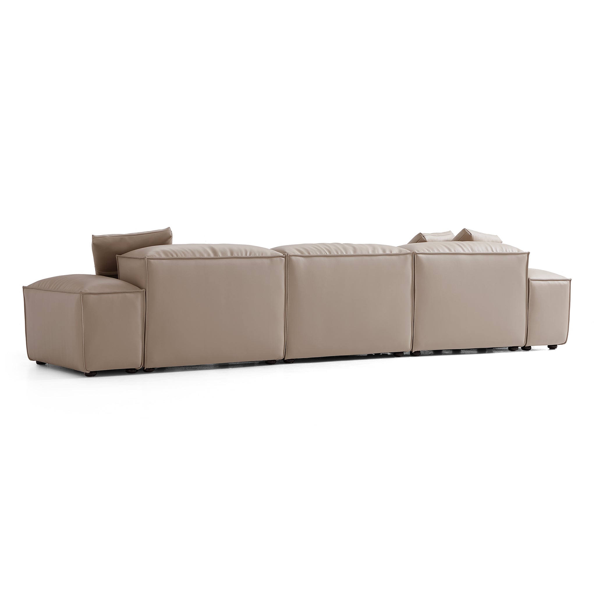 Cube Modular Black Genuine Leather Sectional