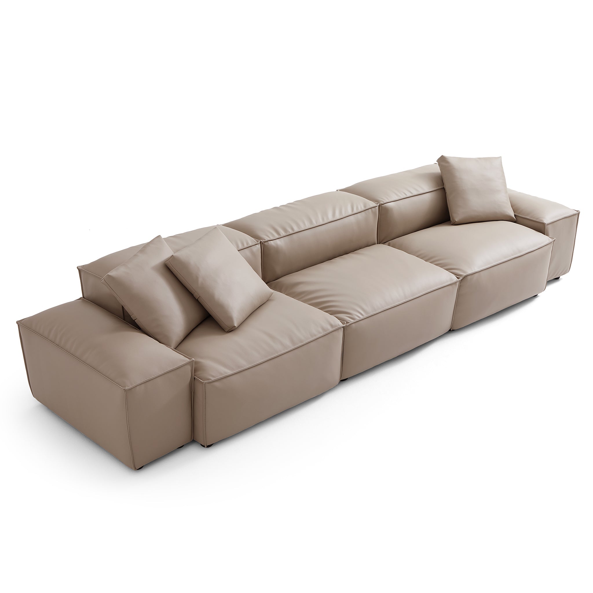 Cube Modular Black Genuine Leather Sofa