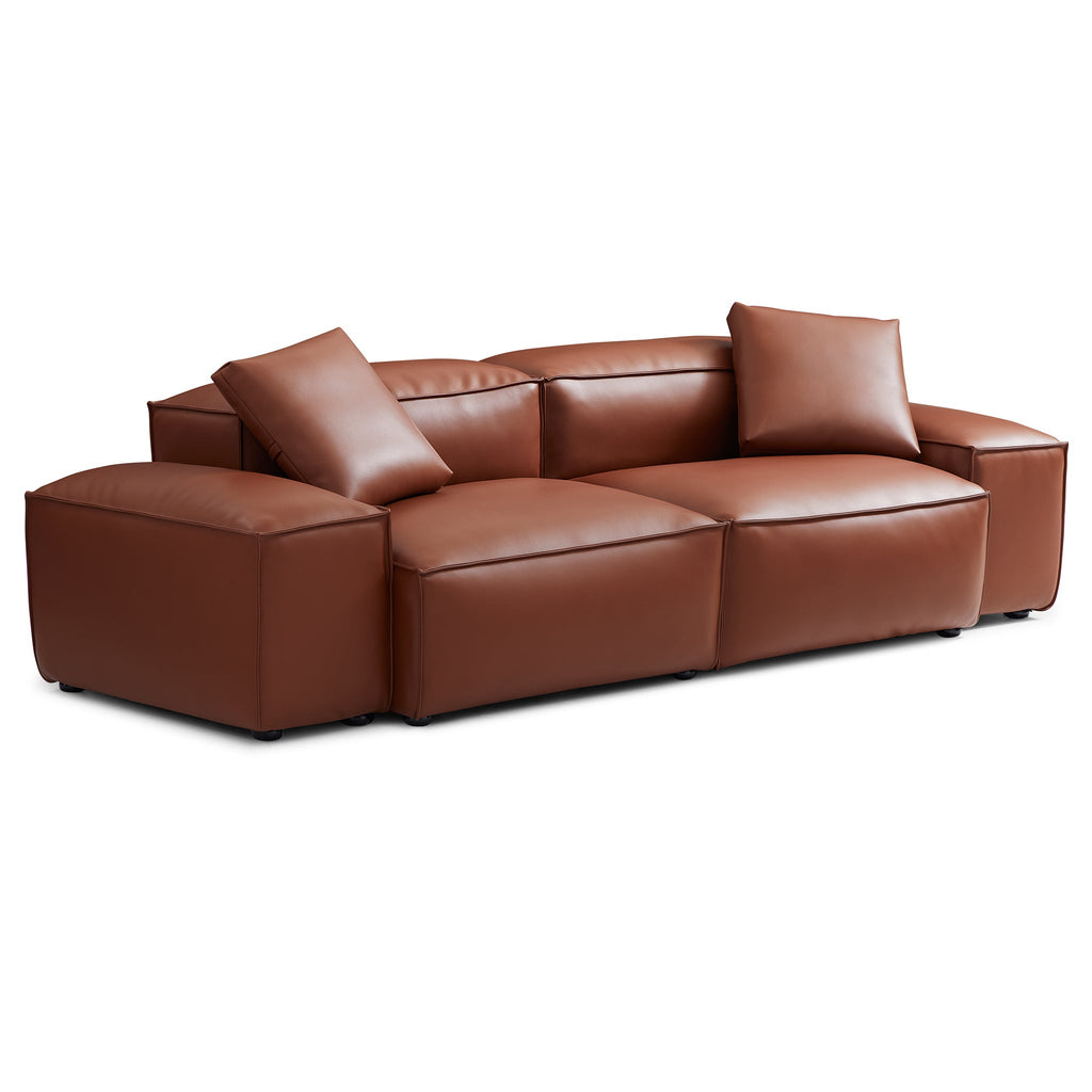 Cube Modular Brown Genuine Leather Sofa