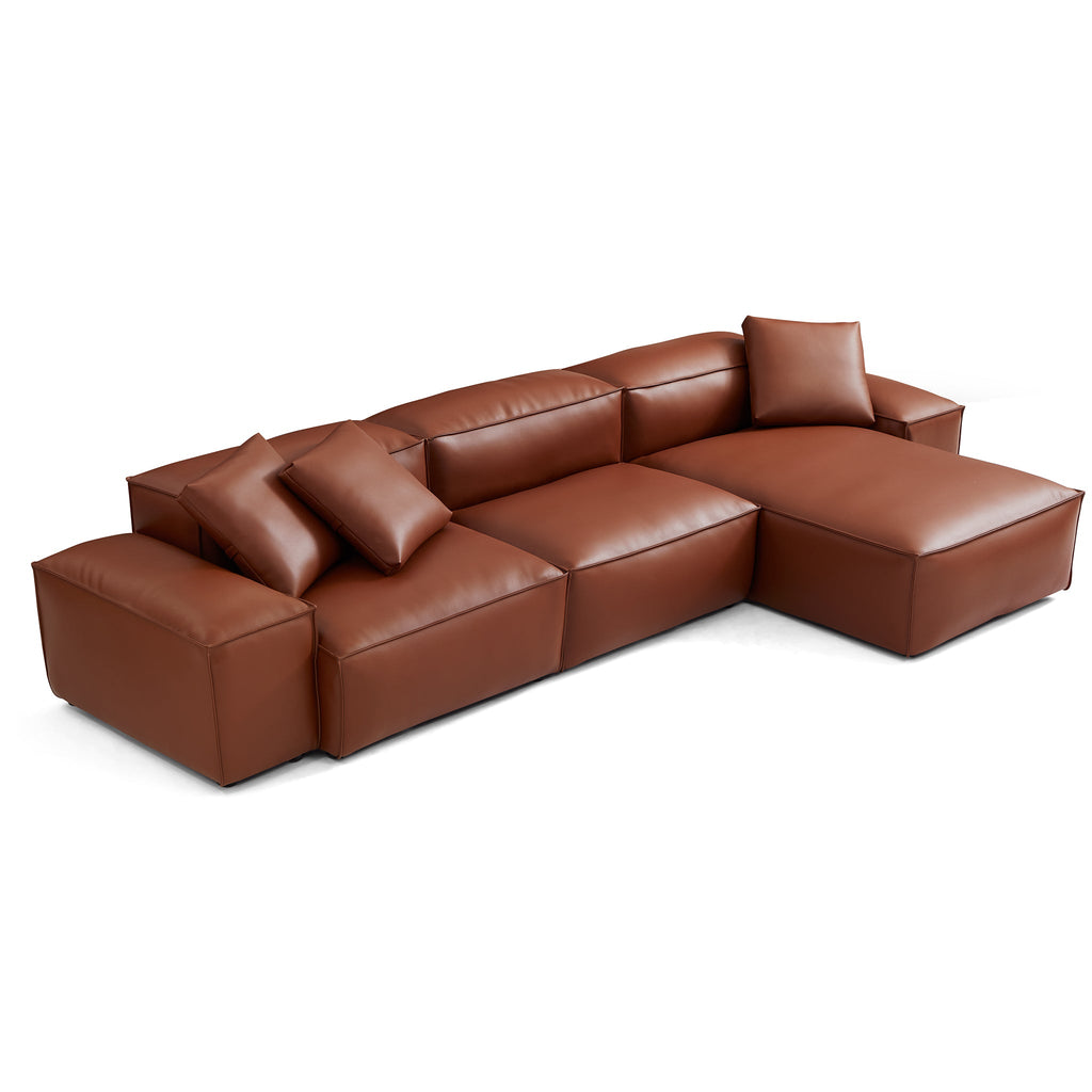 Cube Modular Brown Genuine Leather Sectional