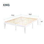Cadre de lit plateforme classique en bois massif de 16 pouces, disponible en plusieurs finitions