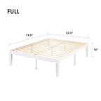 Cadre de lit plateforme classique en bois massif de 16 pouces, disponible en plusieurs finitions