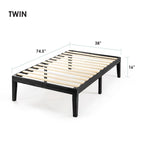 Cadre de lit plateforme classique en bois massif de 16 pouces, disponible en plusieurs finitions