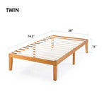 Cadre de lit plateforme classique en bois massif de 16 pouces, disponible en plusieurs finitions