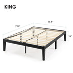 Cadre de lit plateforme classique en bois massif de 16 pouces, disponible en plusieurs finitions