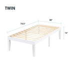 Cadre de lit plateforme classique en bois massif de 16 pouces, disponible en plusieurs finitions