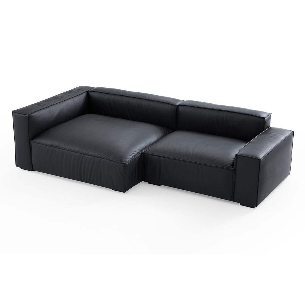 Canapé d'angle minimaliste de luxe en cuir noir