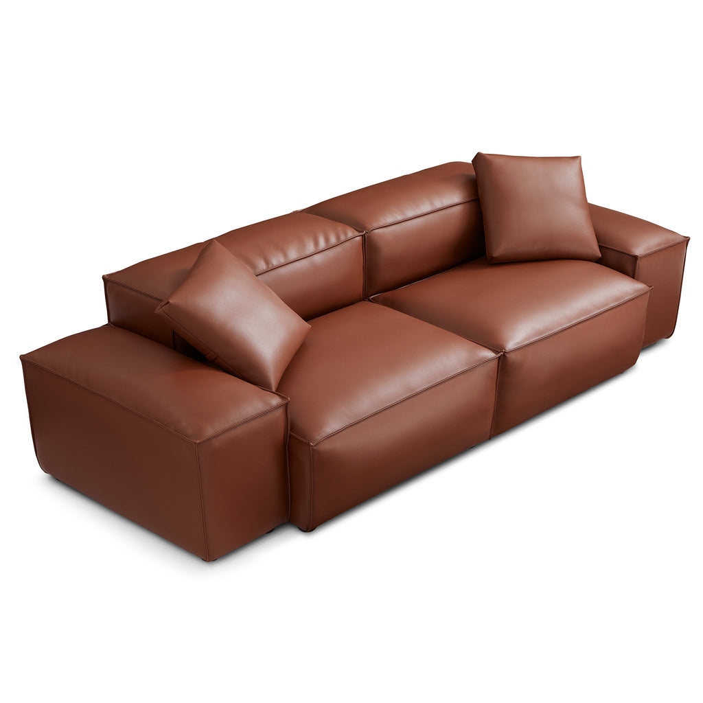 Cube Modular Brown Genuine Leather Sofa