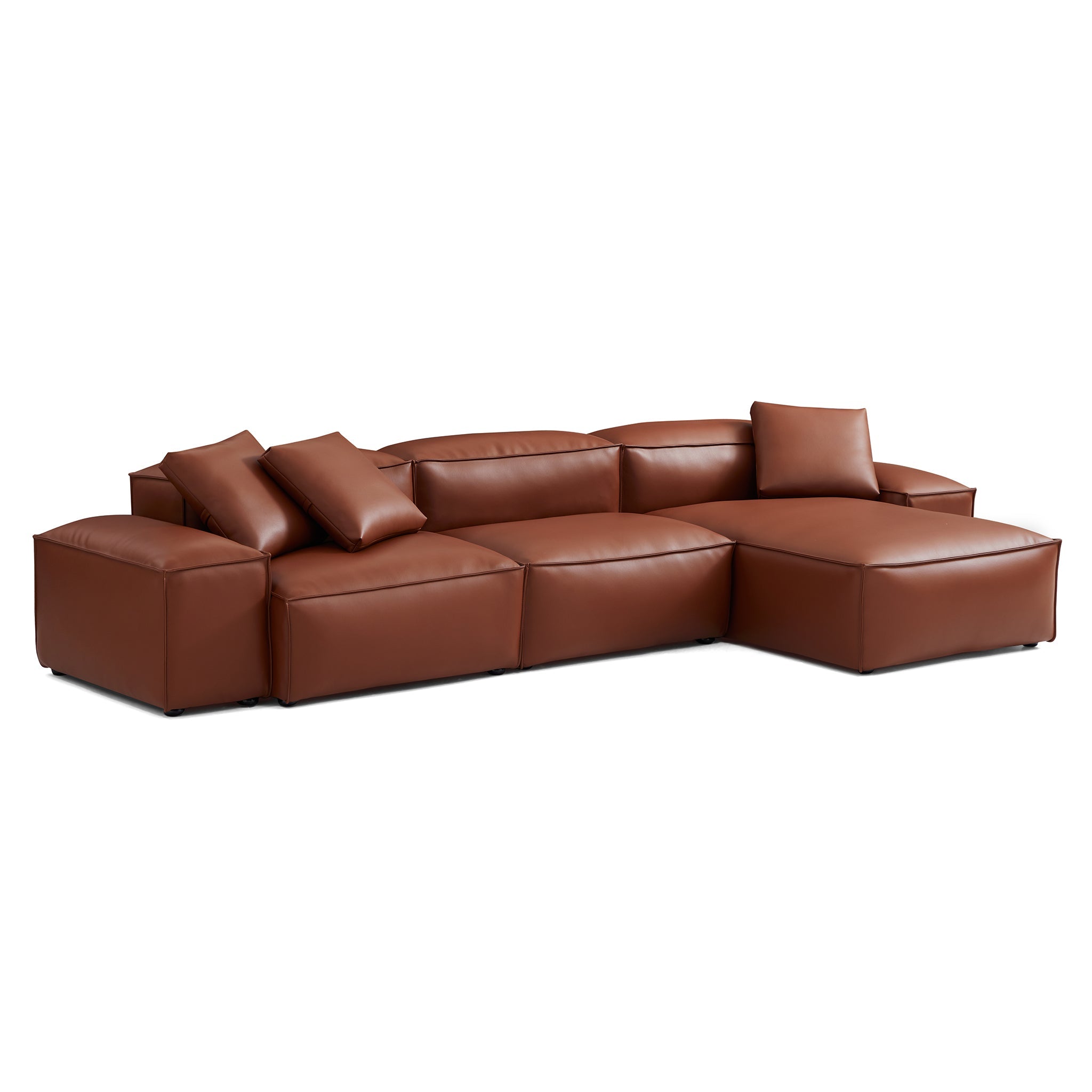 Cube Modular Brown Genuine Leather Sectional