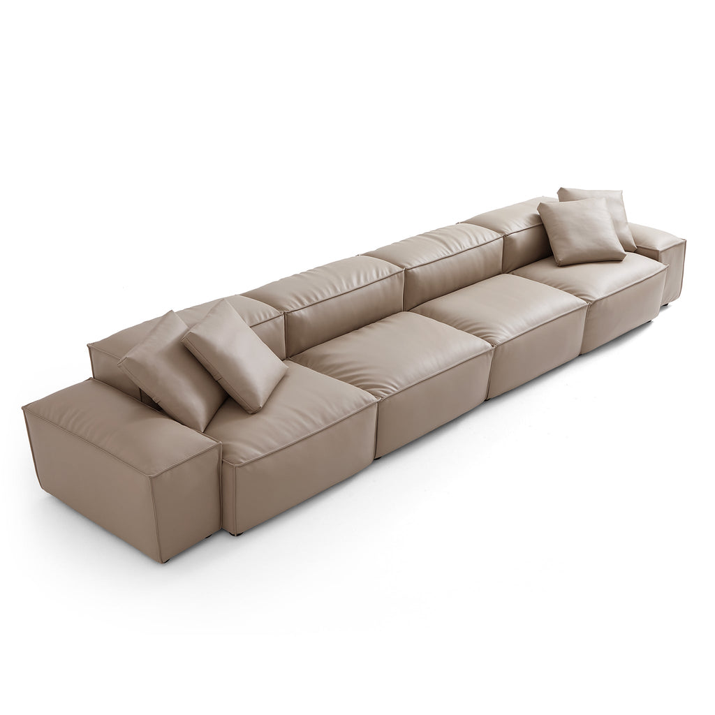 Cube Modular Black Genuine Leather Sofa