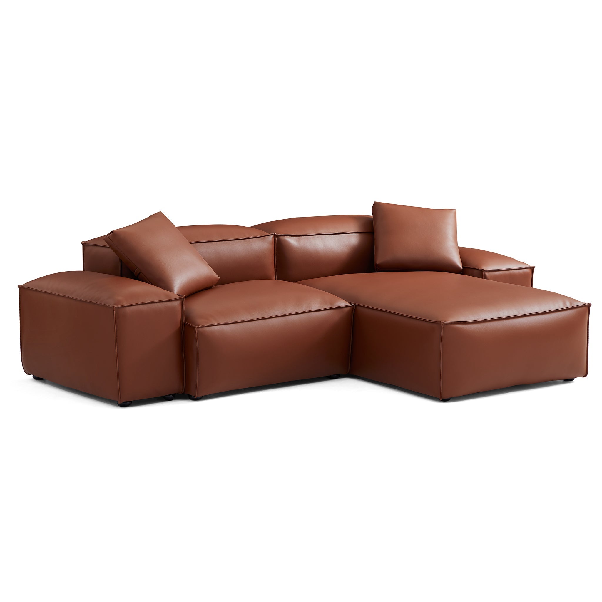 Cube Modular Brown Genuine Leather Sectional