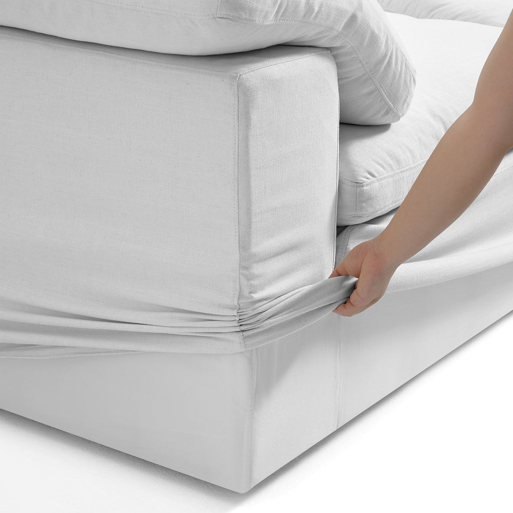 Canapé sectionnel et pouf Tender Wabi-Sabi blanc en forme de L