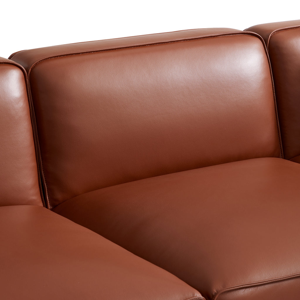 Domus Modular Black Leather U-Shaped Sectional