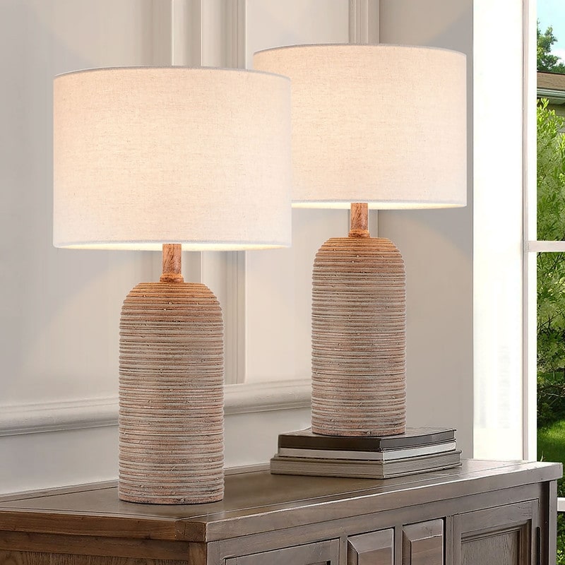 Ensemble de lampes de table de ferme KAWOTI avec ampoules LED (lot de 2) - L 26,7 x H 47,7 cm