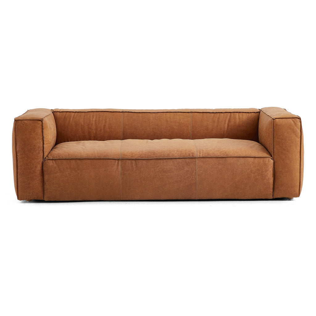 Brancaster Black Genuine Leather Tuxedo Sofa