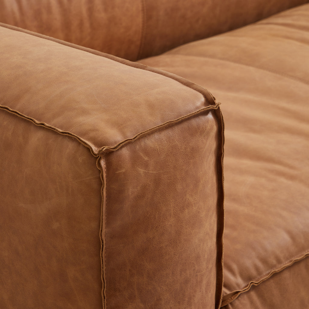Brancaster Black Genuine Leather Tuxedo Sofa