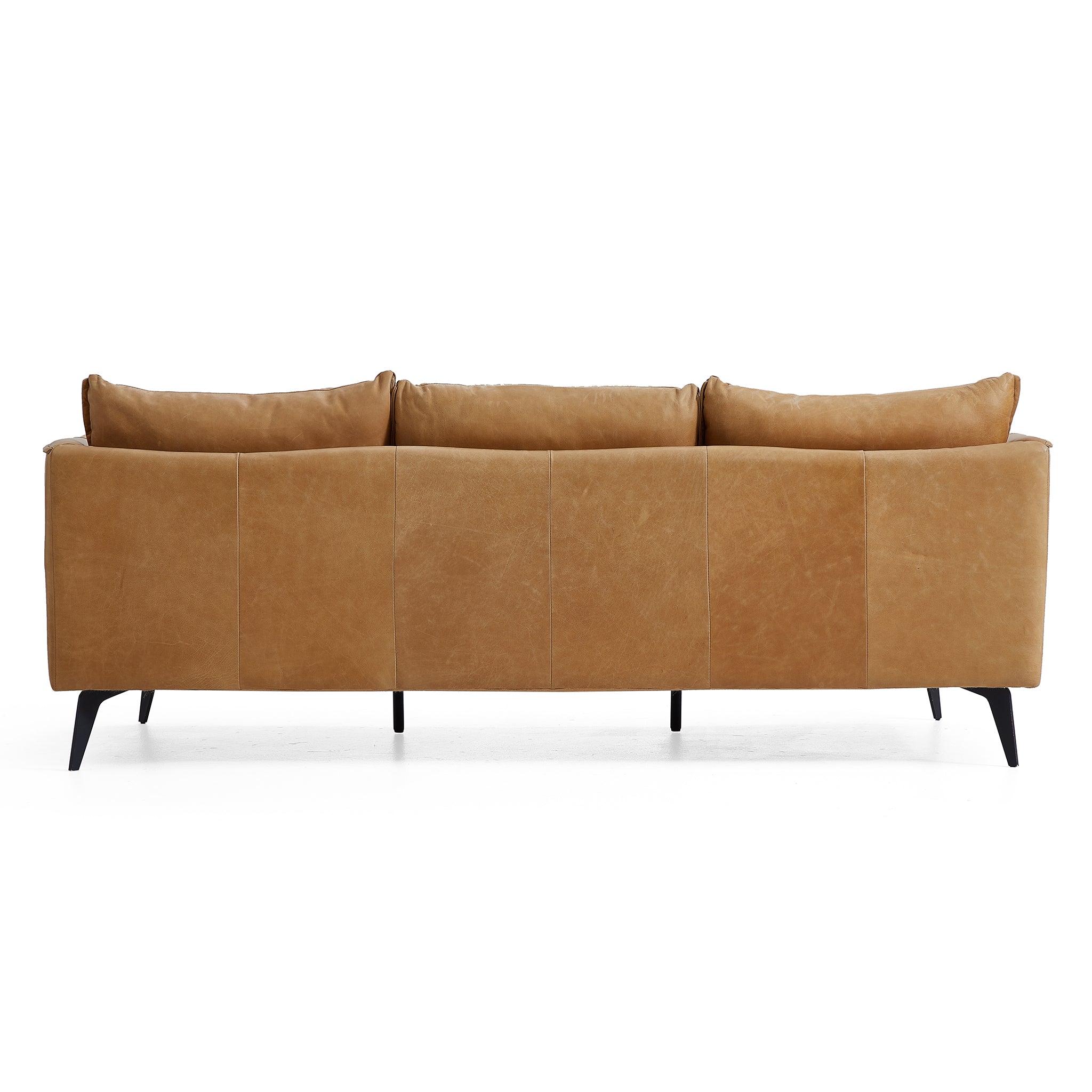 Cognac Tan Genuine Leather Straight Back Sofa