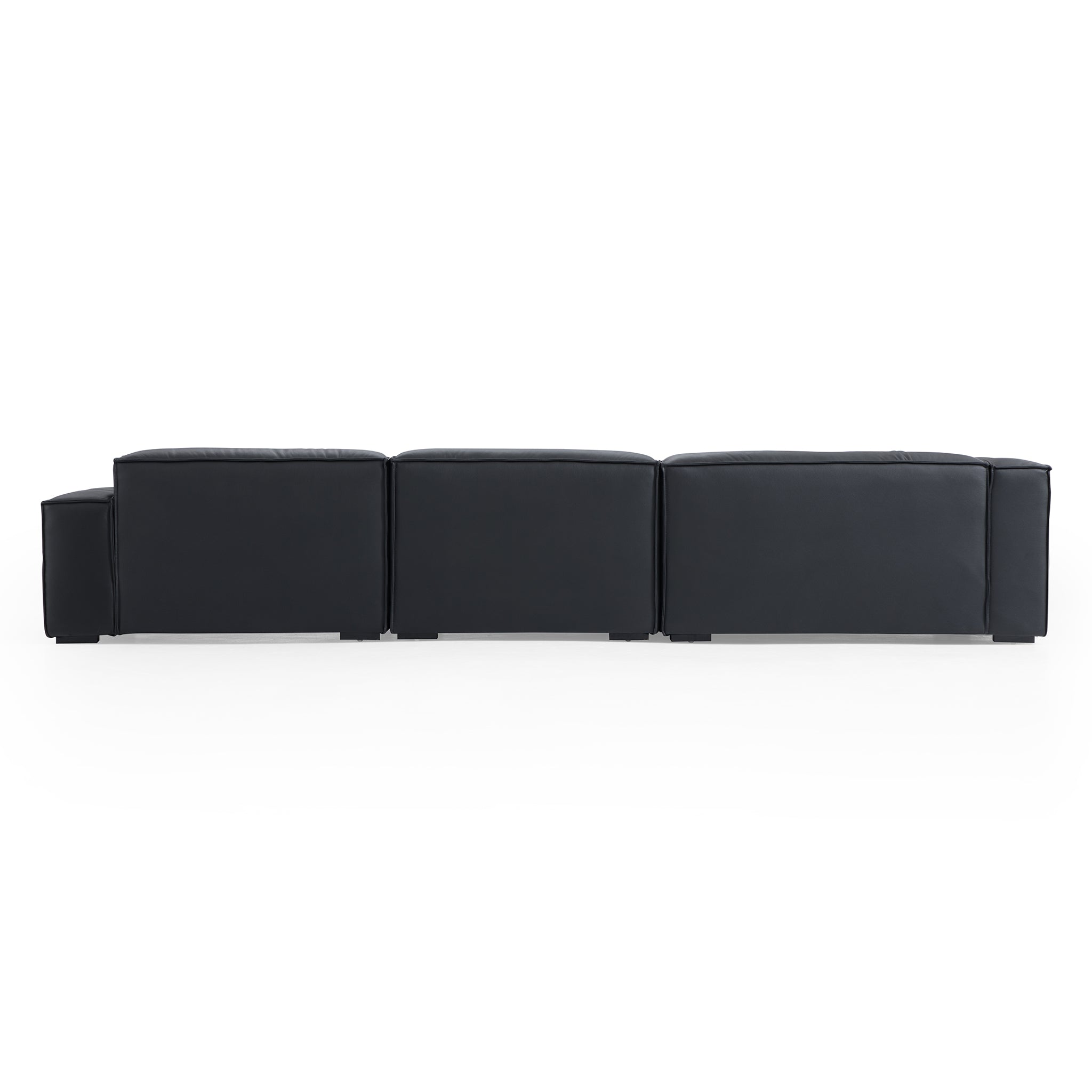 Canapé sectionnel et ottoman minimaliste de luxe en cuir noir