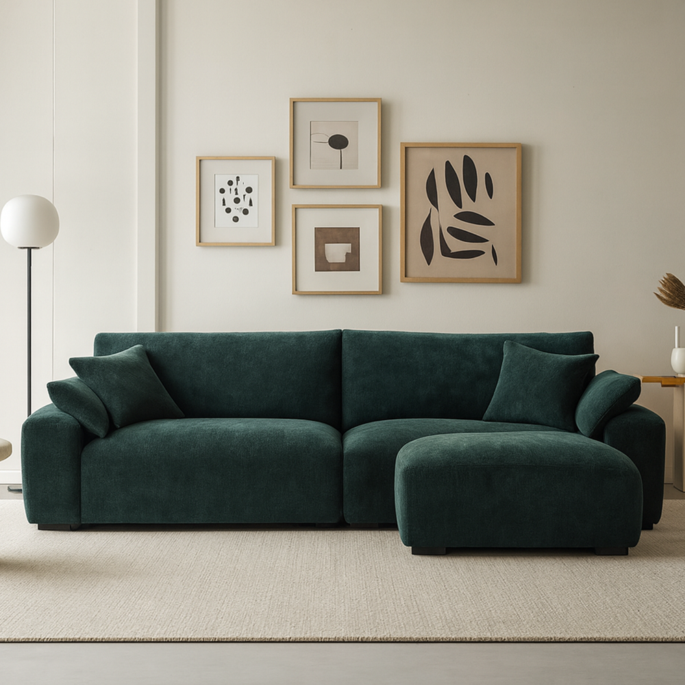 Le canapé et le pouf Empress Green