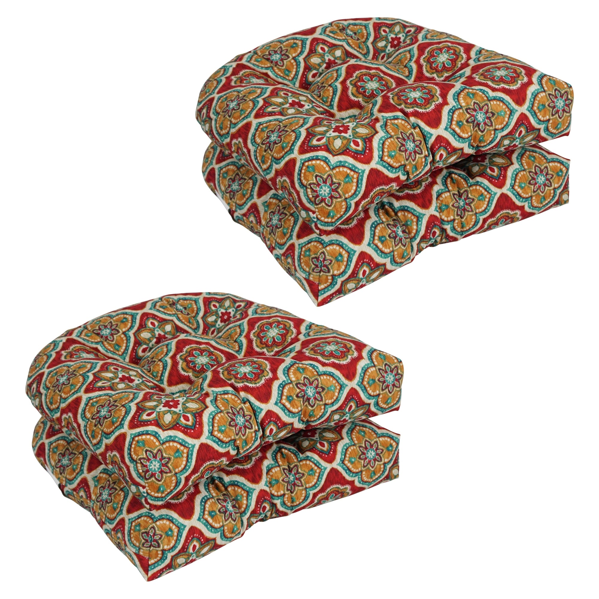 19-inch Rounded Back Indoor/Outdoor Chair Cushions (Set of 4) - 19 x 19