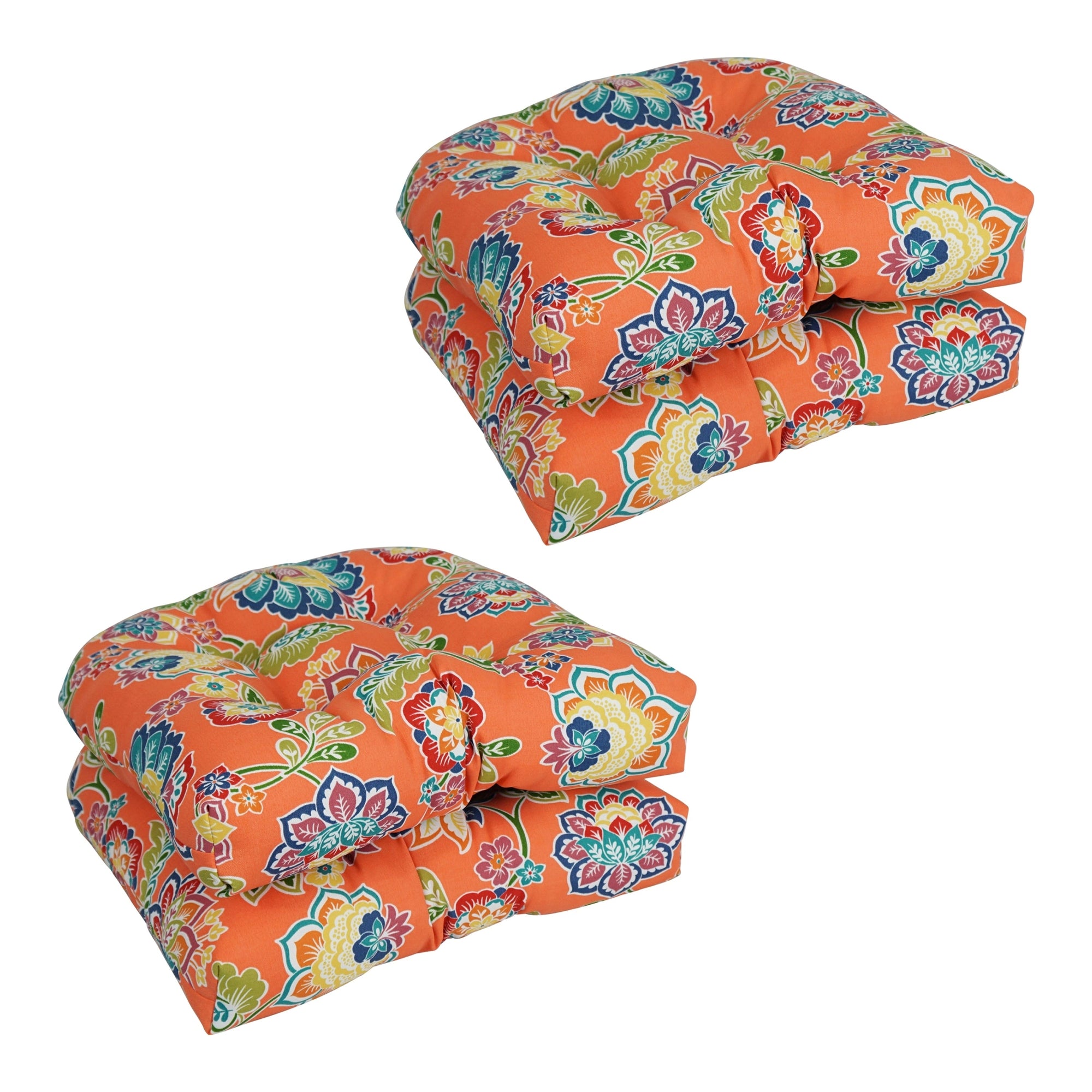 19-inch Rounded Back Indoor/Outdoor Chair Cushions (Set of 4) - 19 x 19