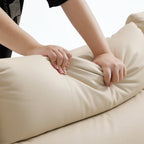 Canapé-lit inclinable électrique en cuir beige Louis