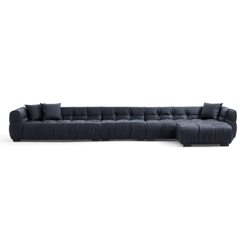 Boba Black Leathaire Sofa and Ottoman