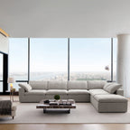 Canapé sectionnel et pouf Tender Wabi-Sabi blanc en forme de L