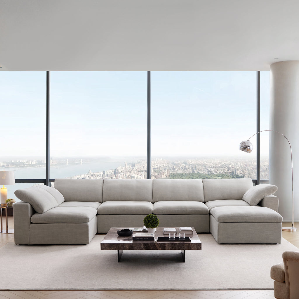 Canapé sectionnel et pouf en L Tender Wabi-Sabi gris