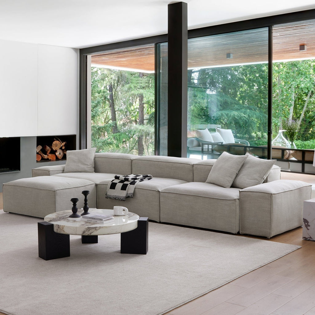 Canapé modulaire Freedom gris neuf avec pouf