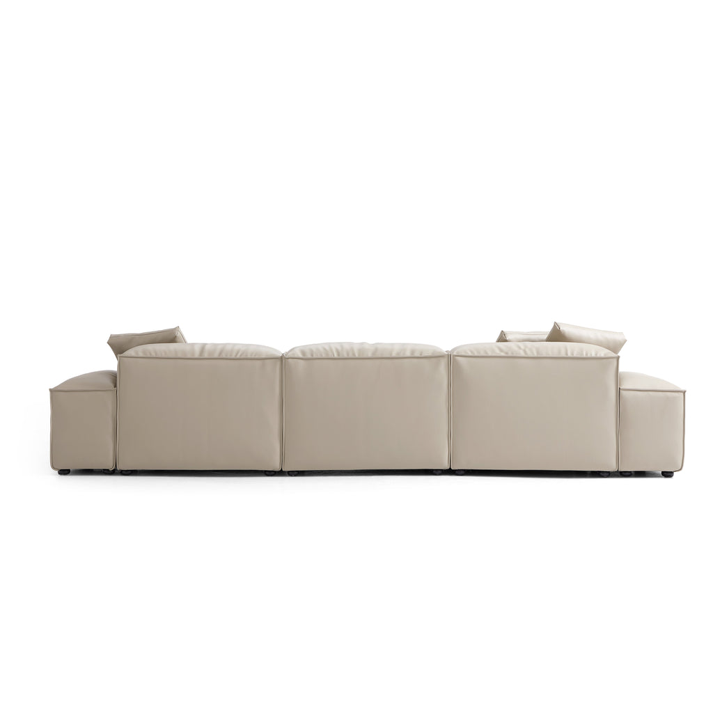 Cube Modular Beige Genuine Leather Sectional