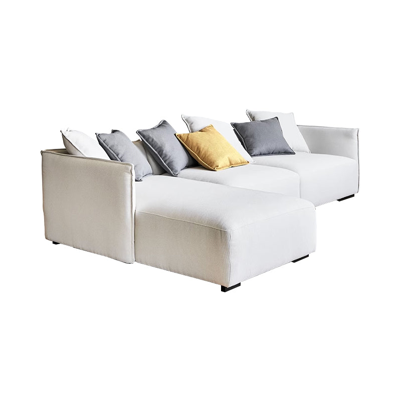 Canapé d'angle en tissu beige serein