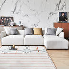 Canapé d'angle en tissu beige serein