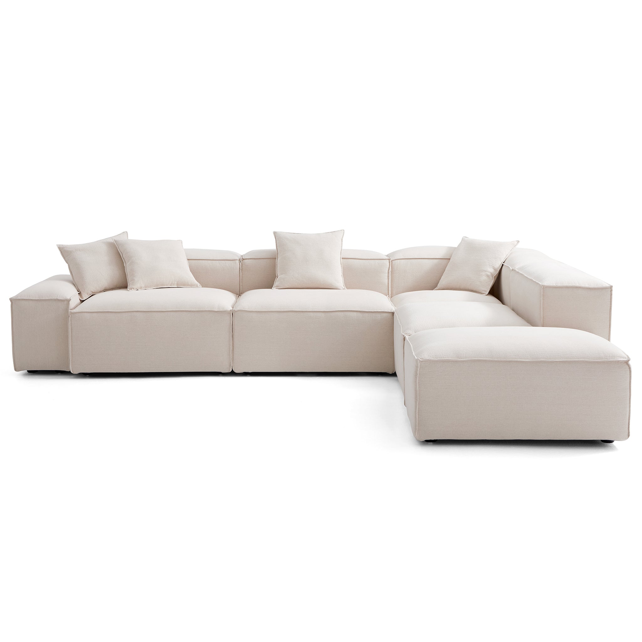 Canapé modulable blanc en L et pouf Freedom