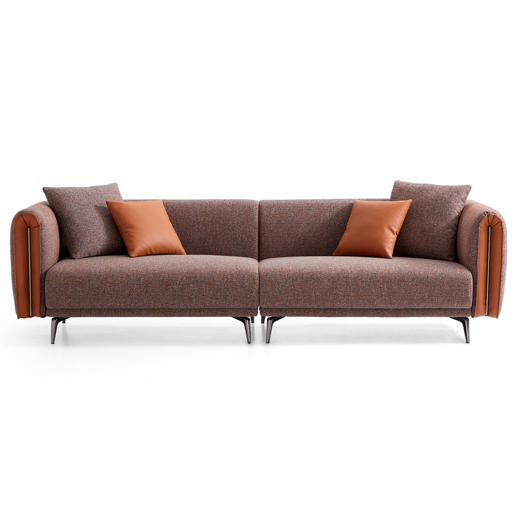 Chas Tangerine Polyester Linen Loveseat