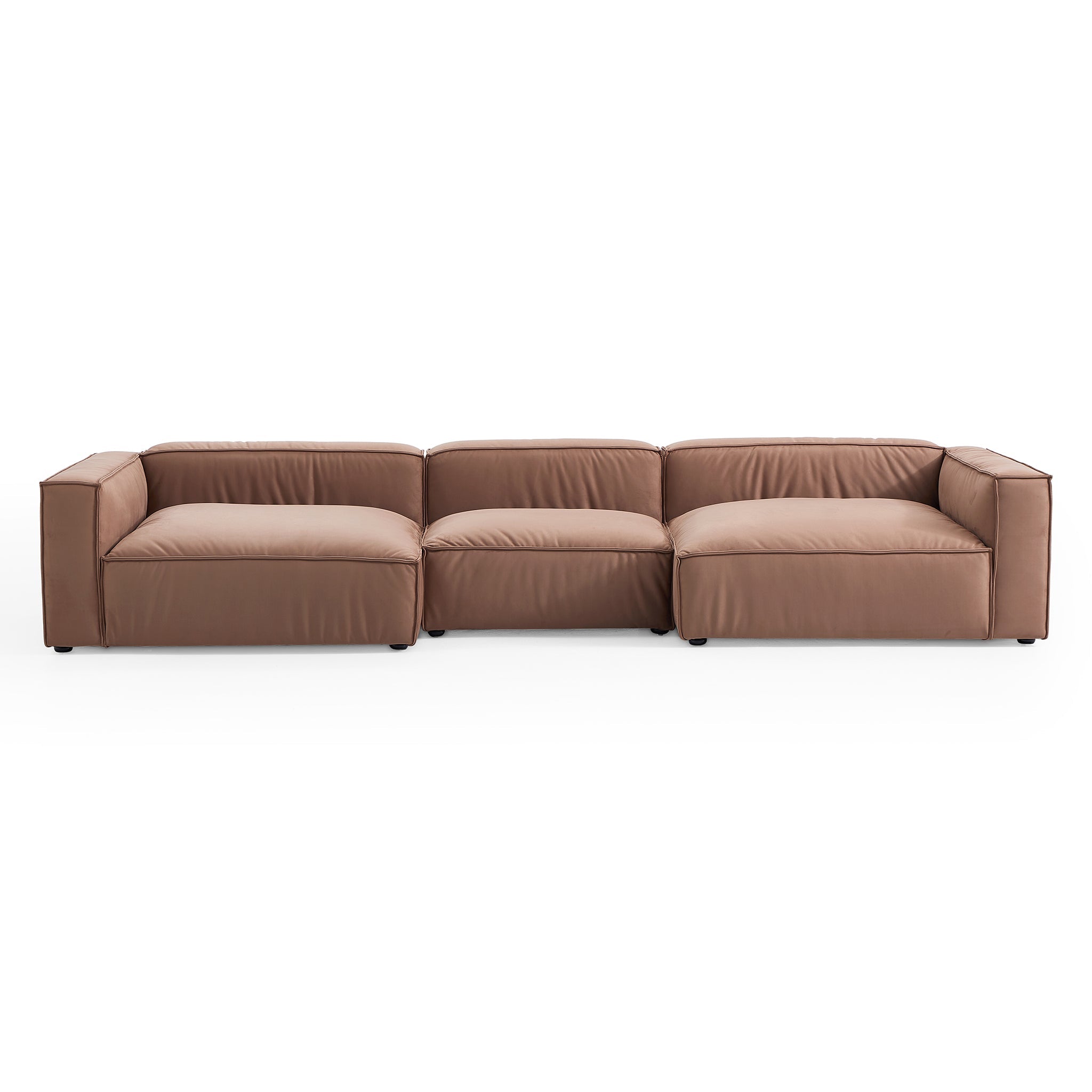 Canapé sectionnel en U de luxe en tissu marron minimaliste