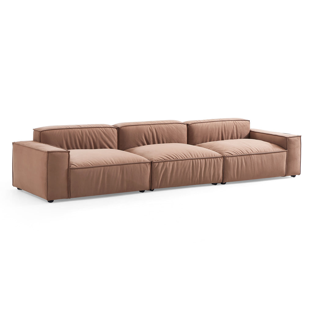 Canapé de luxe minimaliste en tissu marron