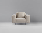 Fauteuil en cuir beige noble