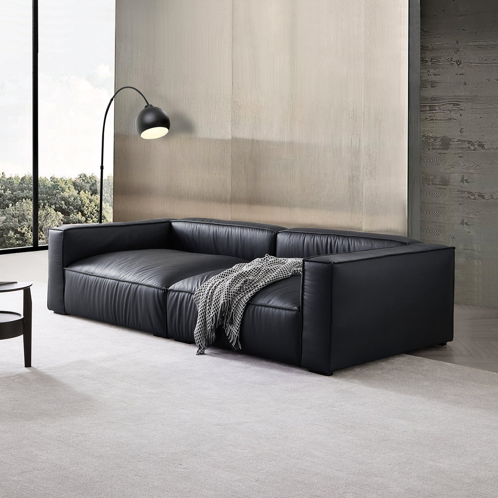 Canapé-lit de luxe minimaliste en cuir noir